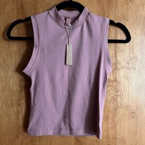 SKIMS cotton jersey mock neck tank in Rose Clay